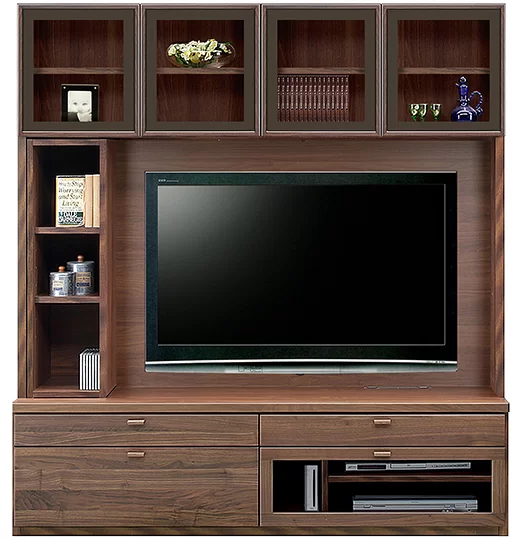 テレビボード（壁掛けパネルセット）、壁面収納型テレビボード（ハイタイプテレビ台）(幅168cm/ウォールナット)