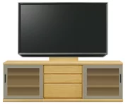 テレビボード（ローボード）、テレビボード（壁掛けパネルセット）(幅200cm・タモ)